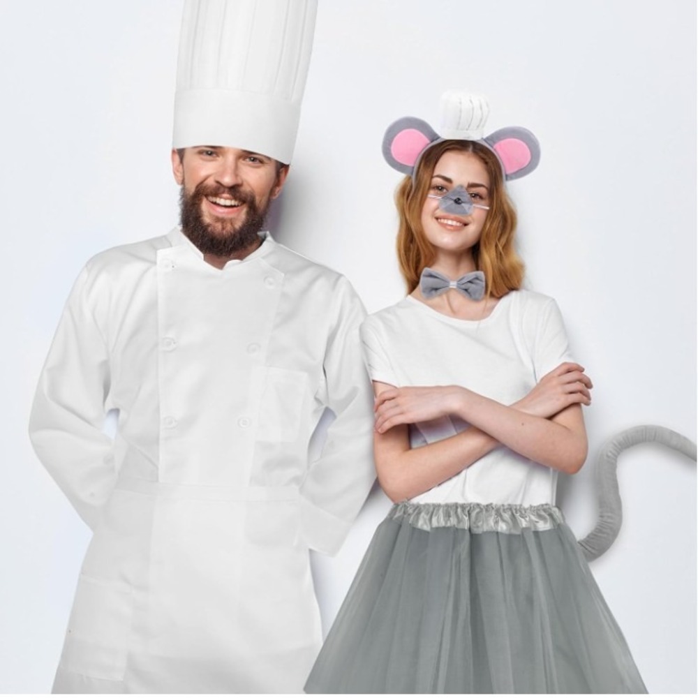 10 Pcs Adult Couple Mouse Chef Costume W/ Accs. Mouse Tutu M & Chef Outfit 3XL - Picture 5 of 7